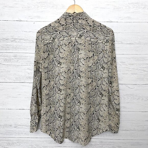 Equipment Women's Tan & Black Snakeskin Print Silk Shirt Button Front size S - Picture 3 of 9